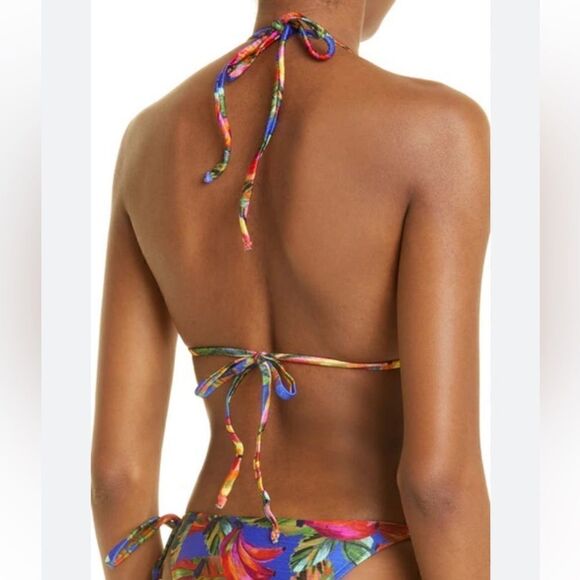 FARM Rio NEW Bananamix string bikini top in royal blue w/vibrant colors & beads - Picture 5 of 8